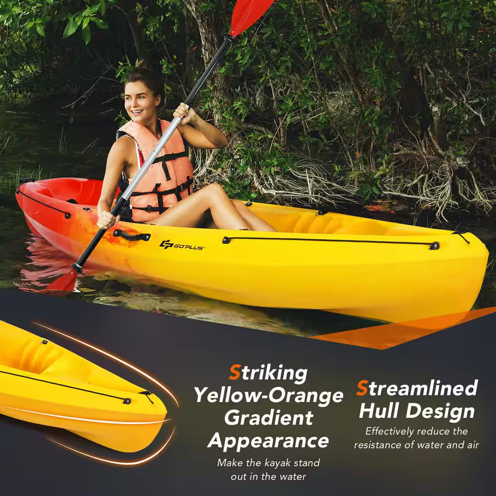 10.2 Ft. Orange Single Sit-On-Top Kayak 1-Person Kayak Boat with Detachable Aluminum Paddle