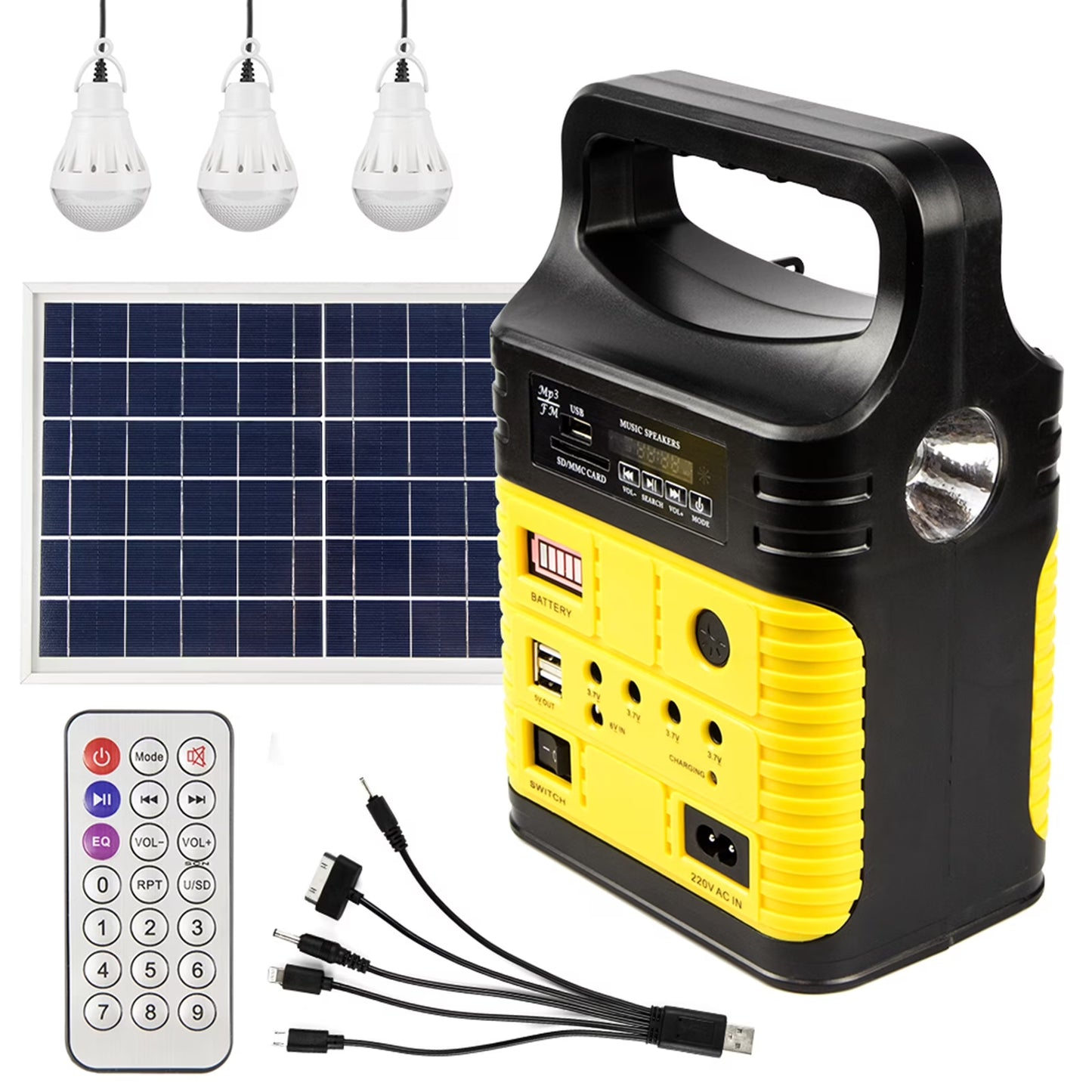 Portable Power Station,Solar Generator with Panels Included,Lifepo4 Lithium Battery Pack Small Solar Powered Generator with DC/USB Outlets,Led Flashlight for Home Use,Outdoor Camping Quiet(Yellow)