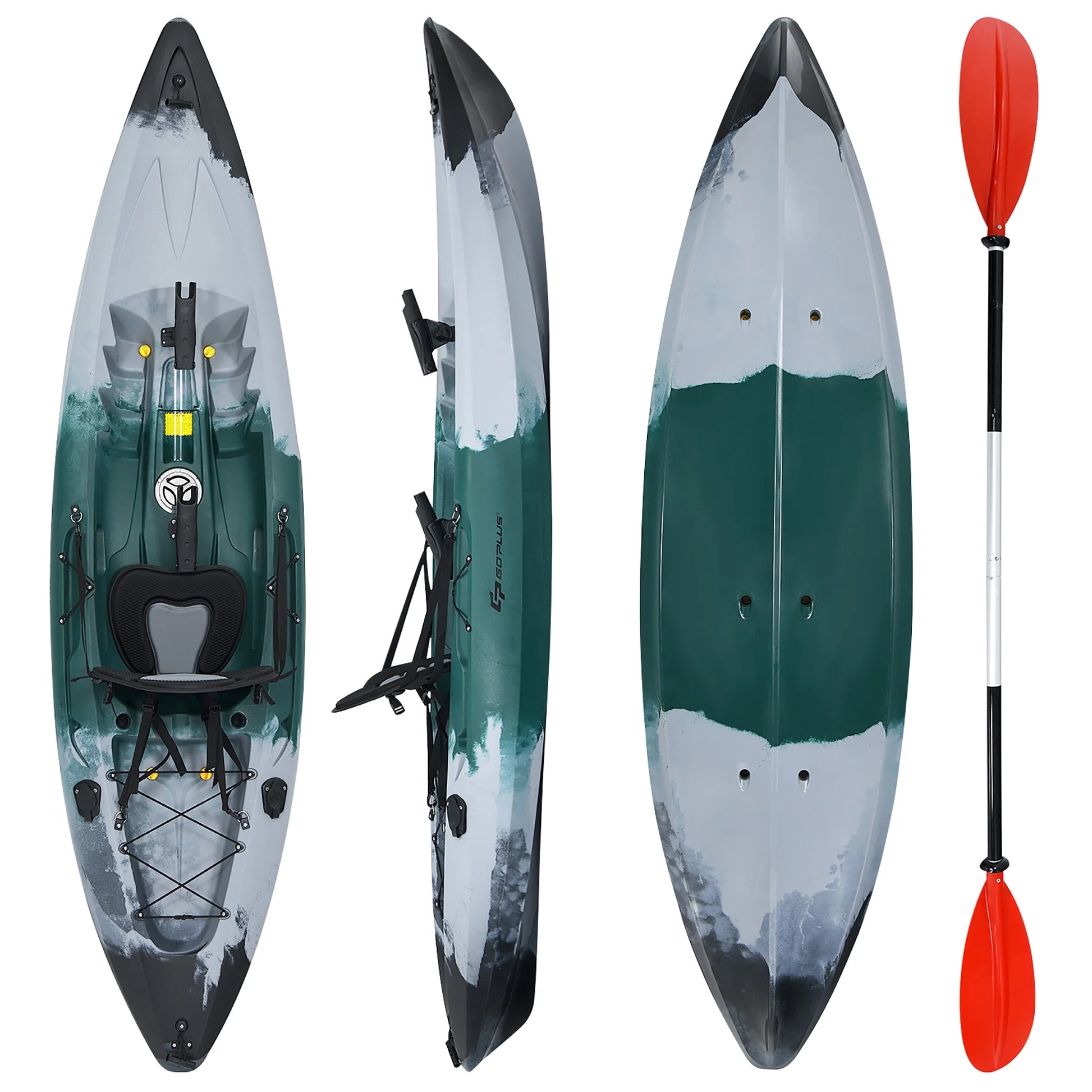 Single Sit-On-Top Fishing Kayak Single Kayak Boat W/Fishing Rod Holders & Paddle