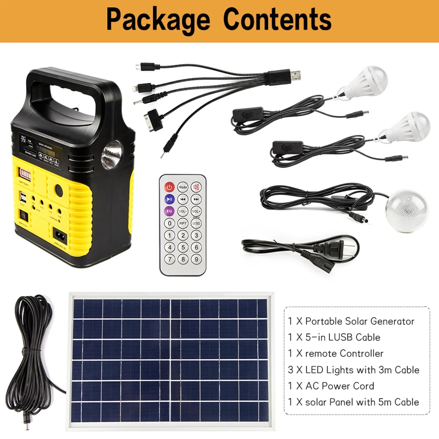 Portable Power Station,Solar Generator with Panels Included,Lifepo4 Lithium Battery Pack Small Solar Powered Generator with DC/USB Outlets,Led Flashlight for Home Use,Outdoor Camping Quiet(Yellow)