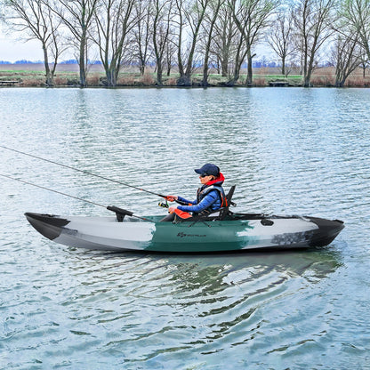 Single Sit-On-Top Fishing Kayak Single Kayak Boat W/Fishing Rod Holders & Paddle