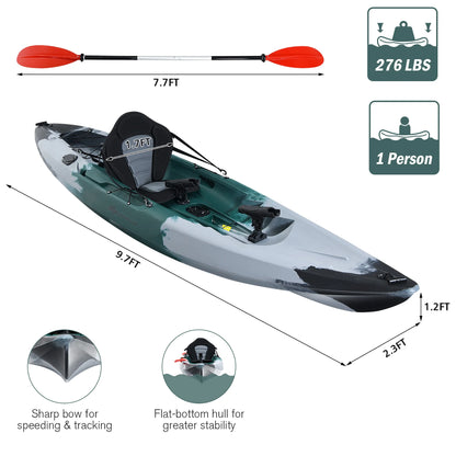 Single Sit-On-Top Fishing Kayak Single Kayak Boat W/Fishing Rod Holders & Paddle