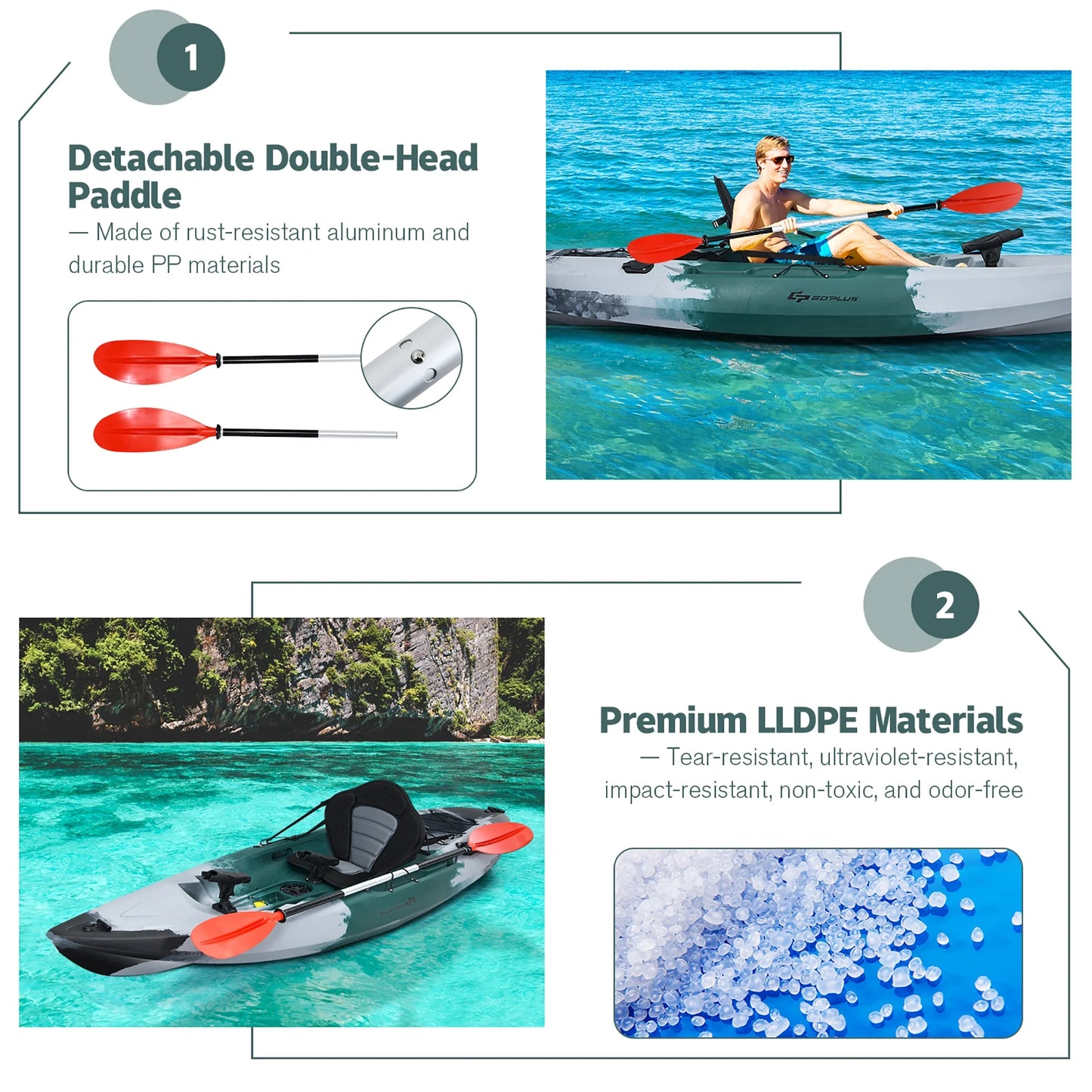 Single Sit-On-Top Fishing Kayak Single Kayak Boat W/Fishing Rod Holders & Paddle