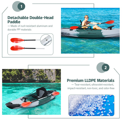 Single Sit-On-Top Fishing Kayak Single Kayak Boat W/Fishing Rod Holders & Paddle