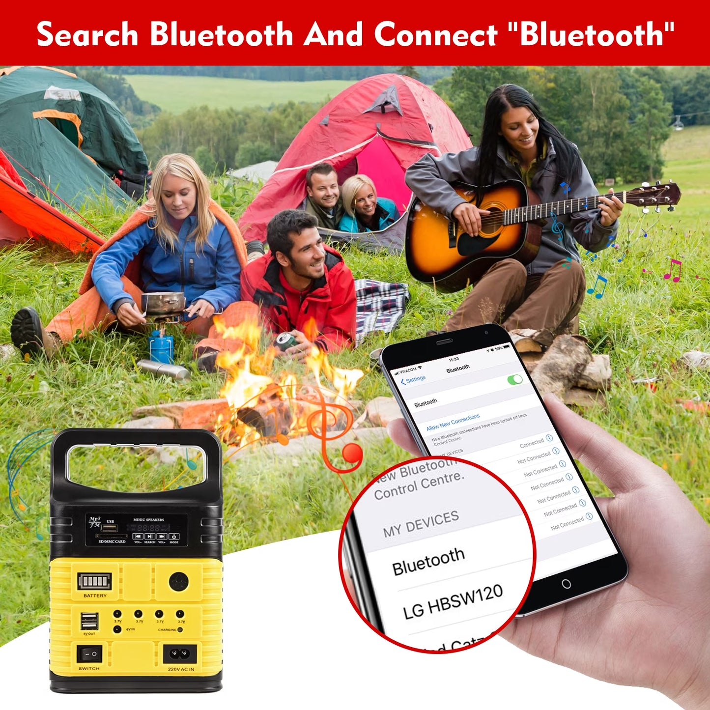 Portable Power Station,Solar Generator with Panels Included,Lifepo4 Lithium Battery Pack Small Solar Powered Generator with DC/USB Outlets,Led Flashlight for Home Use,Outdoor Camping Quiet(Yellow)