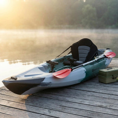Single Sit-On-Top Fishing Kayak Single Kayak Boat W/Fishing Rod Holders & Paddle